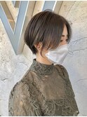 似合わせショート/透明感カーキブラウン