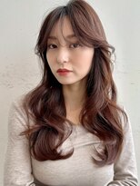 バイオレットジェム(Violet`jem)&nbsp;ロングレイヤー小顔カットサイドバングココアブラウン似合わせ