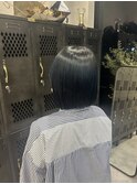 ネイビーカラー×切りっぱなしミディ20代30代40代透明感寒色系