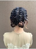 編み込みツインお団子