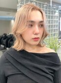 渋谷ブリーチカラータッセルボブ顔周りレイヤー切りっぱなしボブ