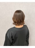 シアベージュ×切りっぱなしボブ【渡辺俊弥】梅田