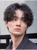大分シャドウパーマメンズカットラウンドマッシュウルフゆるめ