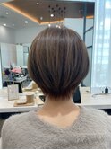丸みショート明るめハイライトで白髪ぼかし