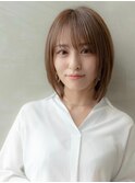 ヌーディーカラー/サラツヤロング/ふんわりミディアム/小顔ヘア