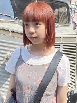 ラミエバイメルト 下北沢(lamie by melt) 毛利/秋大人気 キャロットオレンジ 暖色カラー 切りっぱなしボブ