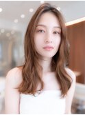 レイヤーカットくびれ美髪質改善ナチュラルカラーフルバング