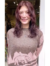 コンビネーション(combination) ピンクブラウンカラー ケアパーマ 酸性パーマ ブリーチパーマ