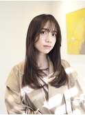 ショコラブラウンミディアムレイヤー顔まわりレイヤー銀座