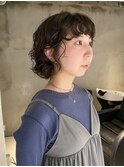 ボブパーマ　ニュアンスパーマ　黒髪パーマ　ウェーブミディアム