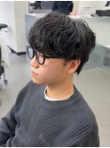 爽やかビジネスツーブロック無造作ナチュラルシャドウパーマ