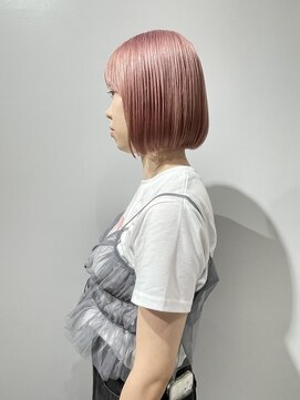 リガナッツ 池袋店(Riganuts) ピンクベージュ/ボブ/ケアブリーチ/顎下ボブ/ピンク