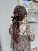ロング×編みおろしツイン