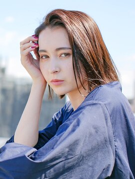 アース 三木店(HAIR & MAKE EARTH) 大人美人ハイレイヤーぱっつん前髪黒髪ロングワイドバンク小顔