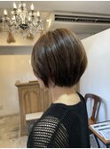 ニュアンカラーフレンチカジュアルグレージュ斜めバング