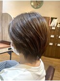 ショート/ボブ/オリーブ/アッシュ/顔まわりカット