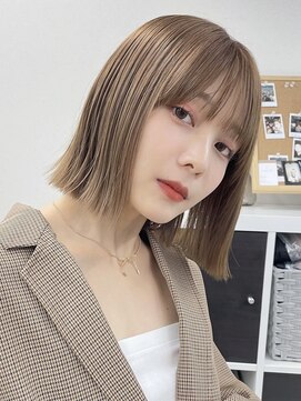 サンド ミュウ 横浜店(sand mieu) ぱつっとボブ/ストンボブ/ボブ/韓国/ベージュカラー