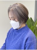 くびれショートボブ40代50代グレイカラー白髪染め白髪ぼかし