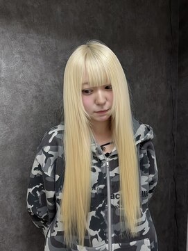 ルフレ 新宿三丁目(Reflet) 【manabu】ブリーチとプルエクステで作るホワイトブロンドロング