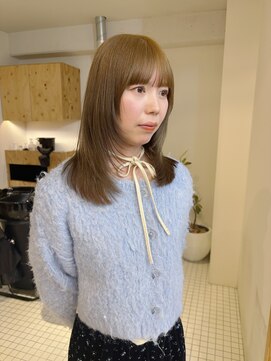 ベンジー 薬院大通店(benji) ブリーチなしWカラー/オリーブベージュ