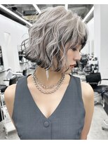 リノート バイ エゴル 太田川(Linoet by ENGOL)&nbsp;ホワイトシルバーカラー/デザインカラー/裾カラー/ハイトーン