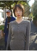 ブリーチなしダブルカラーチョコレートブラウンショートレイヤー