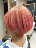 ヘアサロンアンドヘアメイクディー(hair salon hair make D)&nbsp;仙台D　ショートボブミニボブ×丸み×ピンクカラーガルクラstyle