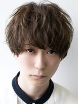 ナチュラルマッシュショートアッシュメンズツーブロックパーマ