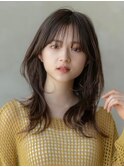 前髪あり/顔周りレイヤー/アッシュブラウン