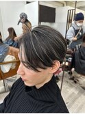 小顔 ネビージュアッシュグレージュハイライトカラー◎アッシュ
