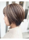 白髪ぼかしミルクティーベージュハイライト