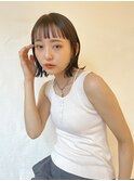 切りっぱなしボブエアリーロング美髪ピンクブラウン