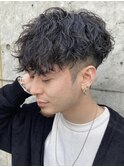 京都メンズマッシュツイストパーマツーブロックフェードウルフ
