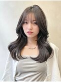 □ 韓国大宮顔周りレイヤーカットハッシュカットミディアムヘア
