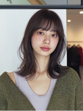 リンクミリ(Link mili) 小顔ミディ×黒髪くびれレイヤー×透けバング