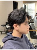 フェザーパーマ　直毛　心斎橋　本町　メンズサロン　フェード