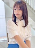 レイヤーロング外ハネボブ前髪パーマうる艶髪前髪
