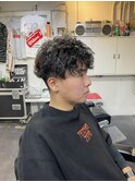 波巻き束感ショートツーブロックマッシュアップバングコンマヘア