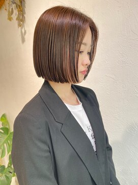 レクタ(recta) 大人30代40代白髪ぼかしナチュラルハイライトブラウンボブ