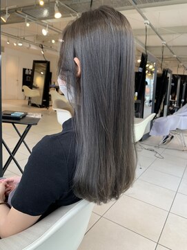 グロウ 丸の内(GLOW) グレージュオリーブベージュ顔周りカット韓国風前髪オージュア