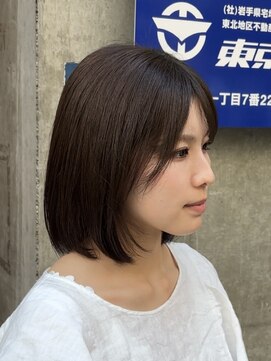 オリーブベージュ/切りっぱなしボブ/ニュアンスカラー/ボブ