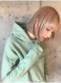 ハイトーンボブ　切りっぱなし