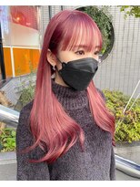 ブロンド 町田(BLONDE)&nbsp;チェリーピンク_シースルー前髪_エアストレート_ヴェールカラー1