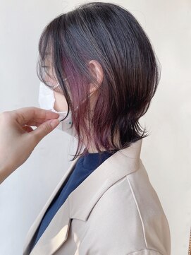 モリオフロムロンドン 原宿本店(morio from London) 【morio 原宿】大人インナーカラー　ピンク　レイヤー　ウルフ