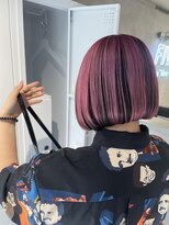 ジエクトカナウ 大阪梅田店(The Ect canow) ピンクヘアー　ぱつっとボブ　インナーブラック　モードヘア