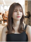 韓国風ワンカールパーマくびれヘア大人ガーリーチョコレート