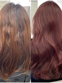 髪質改善カラー　ピンクブラウン