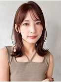 シースルーバングうる艶髪こなれミディ前髪イメチェン愛され