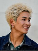 福岡大名メンズパーマスパイキーショートブリーチカラー20代