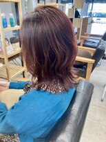 クラン(Chlan) 外ハネミディアムレイヤーボブ×ピンクブラウン